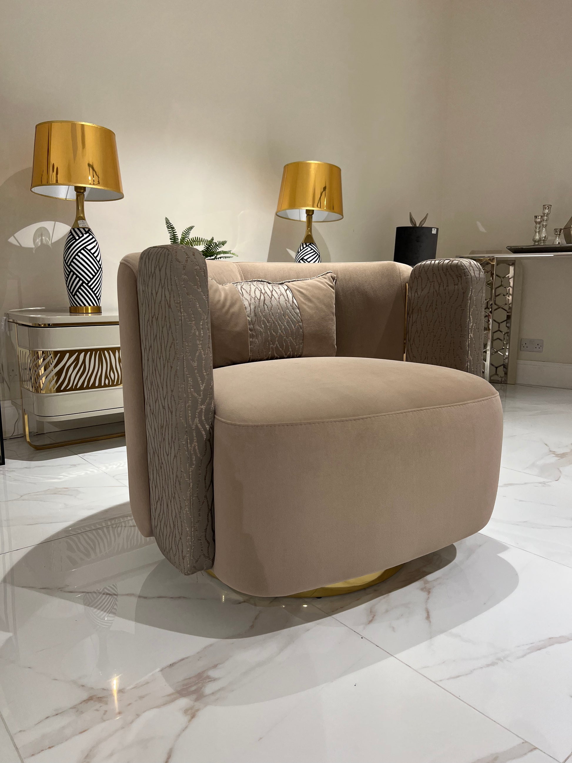 Monticelli Sofa Set in Beige & Gold | Luxe Life Furniture