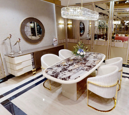 Opulent Gold Keops Dining Table. Handcrafted for Luxurious Gatherings. By Luxe Life Furniture.