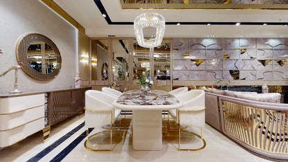 Opulent Gold Keops Dining Table. Handcrafted for Luxurious Gatherings. By Luxe Life Furniture.