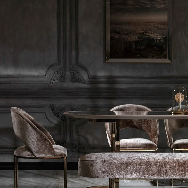 Luxury: Lyon Velvet Chair-Woody Brown:Luxe Life Furniture