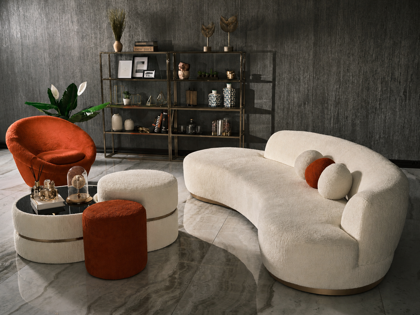 Laila 3 Seater Curved Sofa