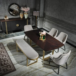Luxe Life Furniture: Madrid Dining Chair. Silver elegance meets comfort for luxurious dining.