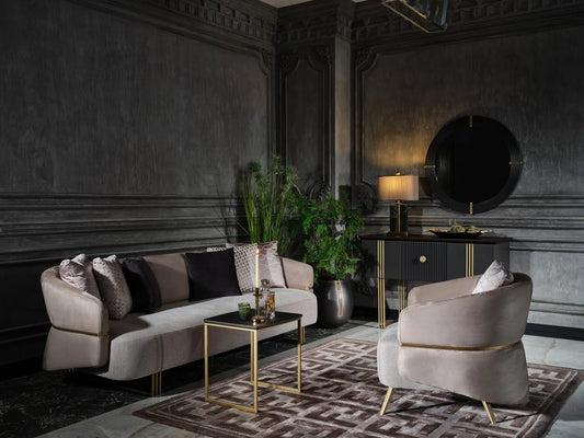 Madrid Sofa Set in Ivory & Gold | Luxe Life Furniture