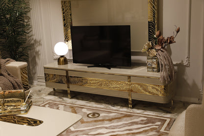 Monticelli Luxury TV Stand | Gold Accent – Luxe Life Furniture