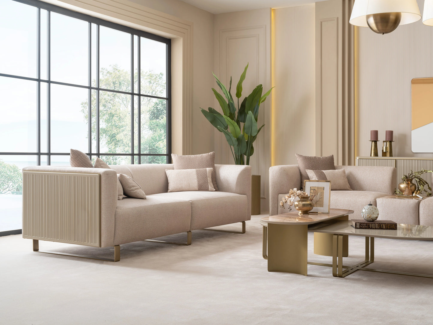 Massimo 4 Seater Sofa Wooden Back