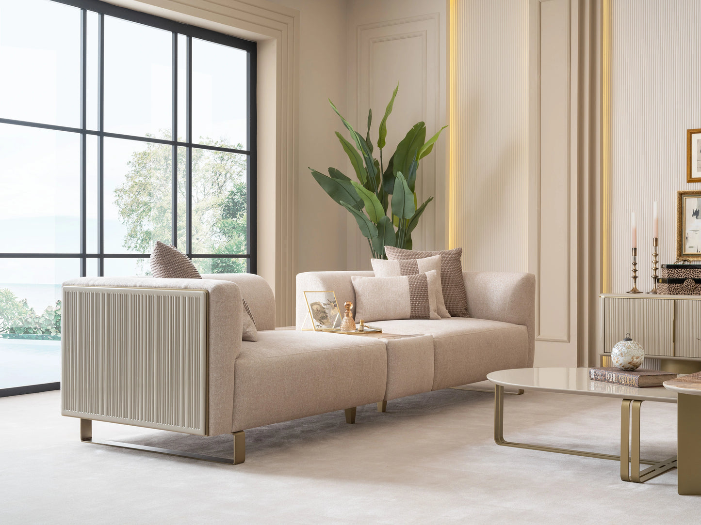 Massimo Sofa Set Wooden Back