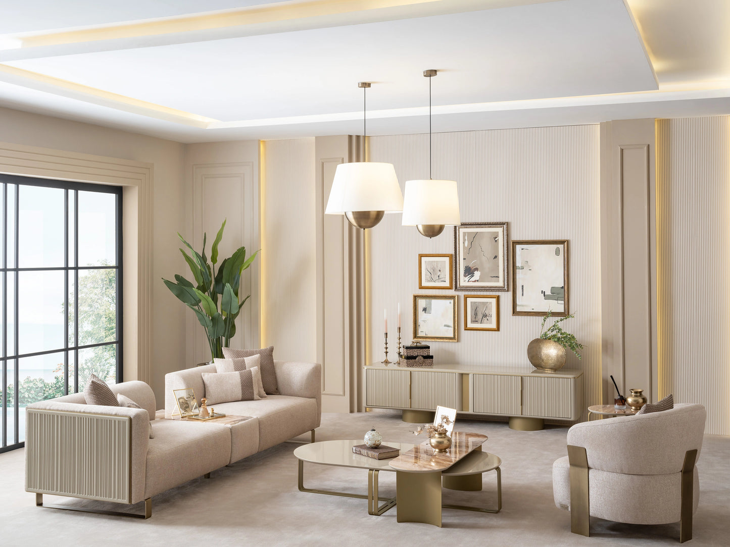 Massimo Sofa Set Wooden Back