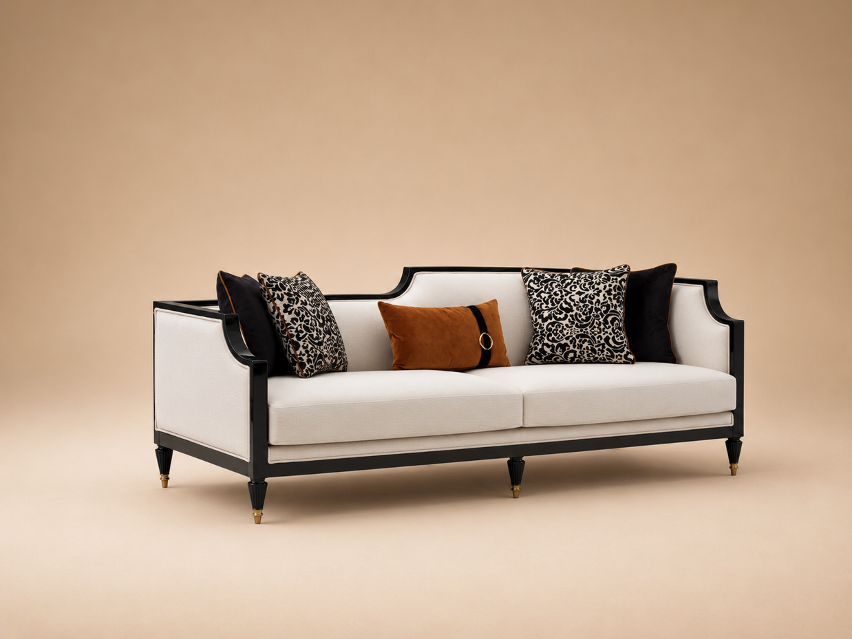 Monaco Wooden Frame 3 Seater Sofa