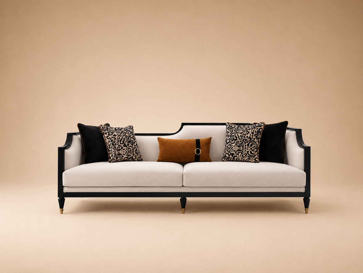 Monaco Wooden Frame 3 Seater Sofa