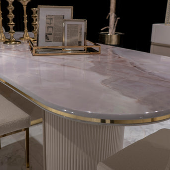 Luxurious Dining: Oscar Table Seats 6 Comfortably. Shop Luxe Life Furniture!