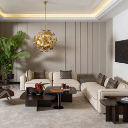 Sofa set full in living room including the armchair