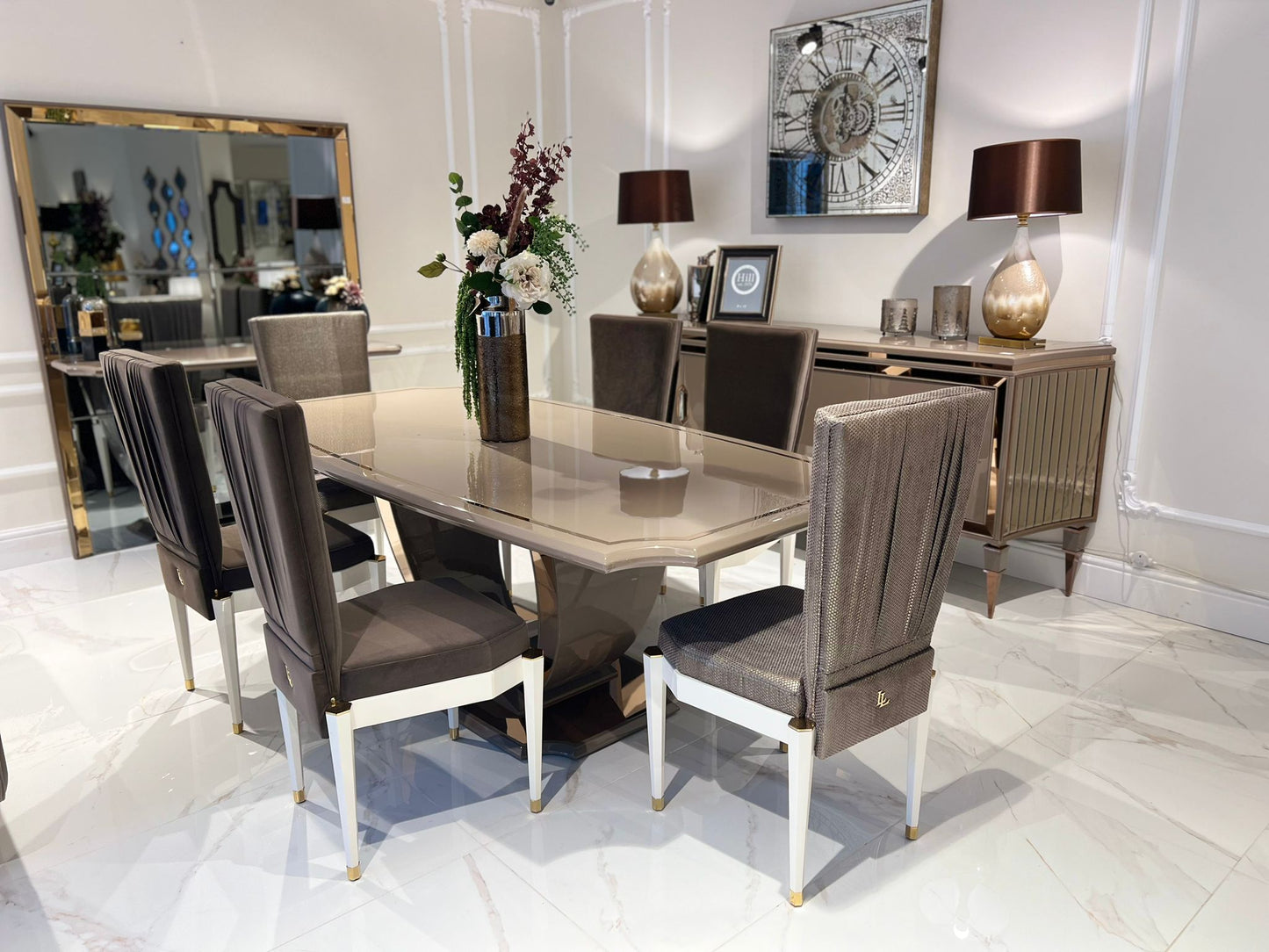 Sevilla Dining Table with 6 chairs and Sideboard - Luxe Life Furniture