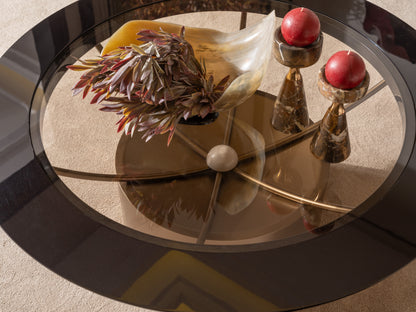 Zenith dining coffee table with top glass