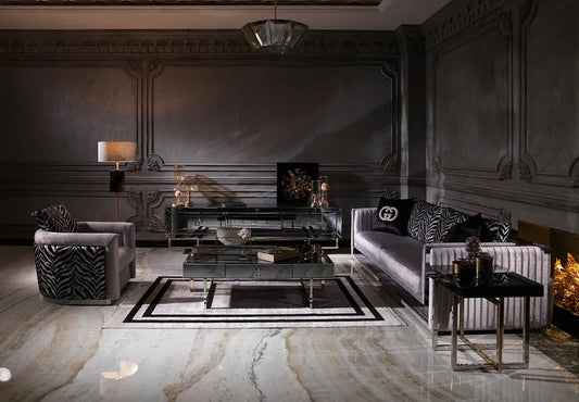 Floating mirrored 4 seater sofa with Italian glam design