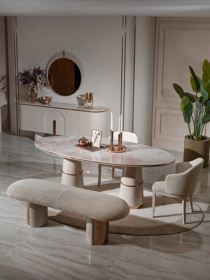 Luxe Life Furniture Aura Dining Table. Modern and elegant dining table with extendable top, perfect for various occasions.