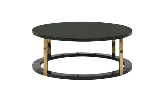 Braga round coffee table in black with gold accents Braga round coffee table in black with gold accents