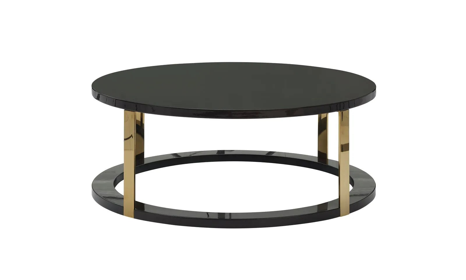 Braga round coffee table in black with gold accents