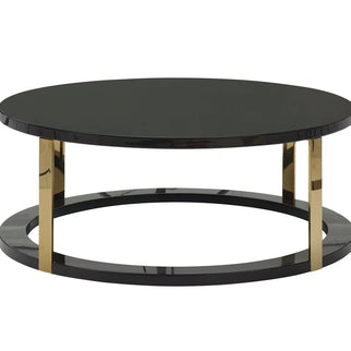 Braga round coffee table in black with gold accents