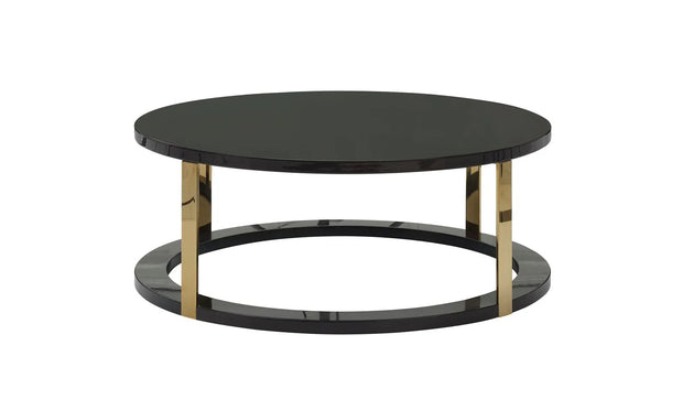 Braga round coffee table in black with gold accents