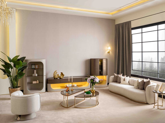 Luxury living room setup with Calista sofa set