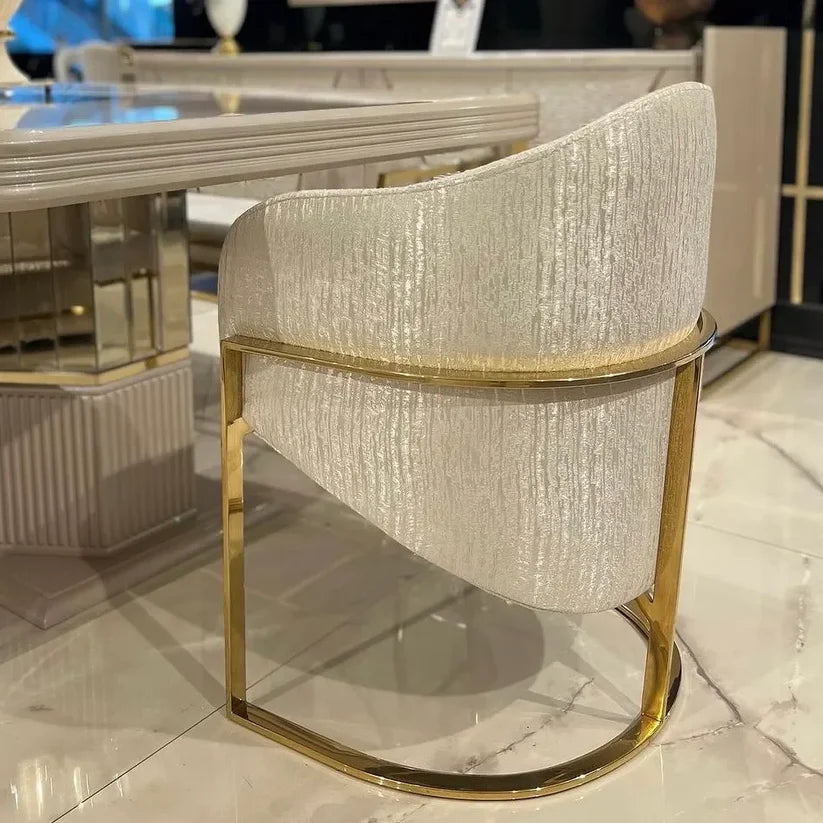 Luxury Como: Cream Velvet & Gold Chair:Luxe Life Furniture