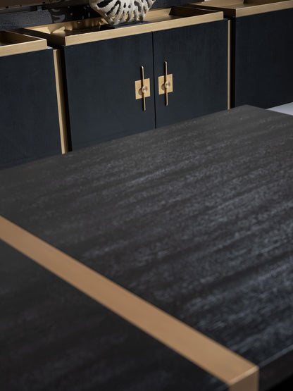 Close-up of table upholstery and frame