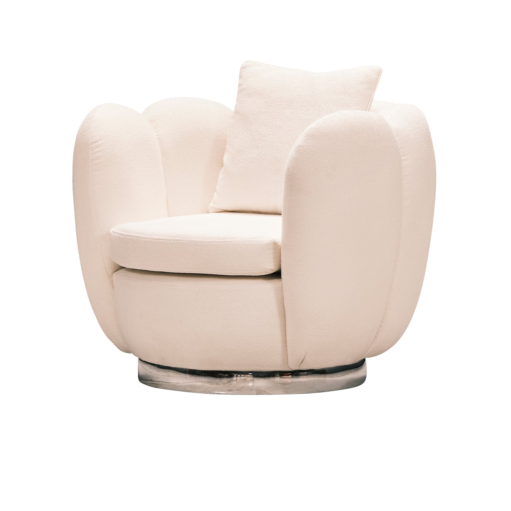 Ferre luxury upholstered swivel chair with sculptural rounded arms