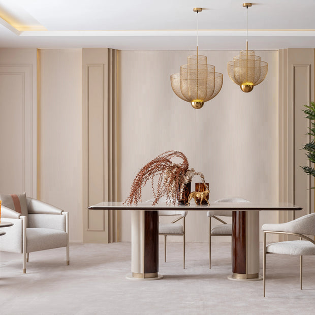 Modern luxury dining room featuring Florance table and seats
