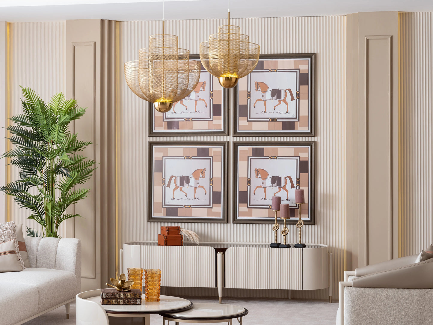 Modern Florance TV unit with a glossy wood-style surface and sleek storage