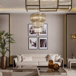 4 Seater Sofa, part of the Galante Sofa Set, in a living room setting. Luxe Life Furniture.