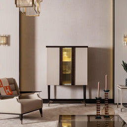  Galante Bar Unit, part of the Galante Dining Set, home bar storage. Luxe Life Furniture.