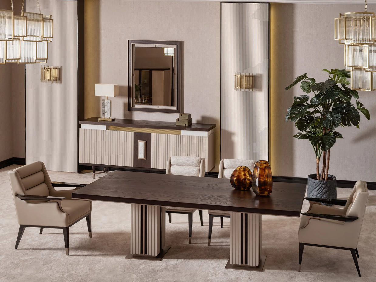 Galante Dining Table viewing from the top point, part of the Galante Dining Set, full view. Luxe Life Furniture. 