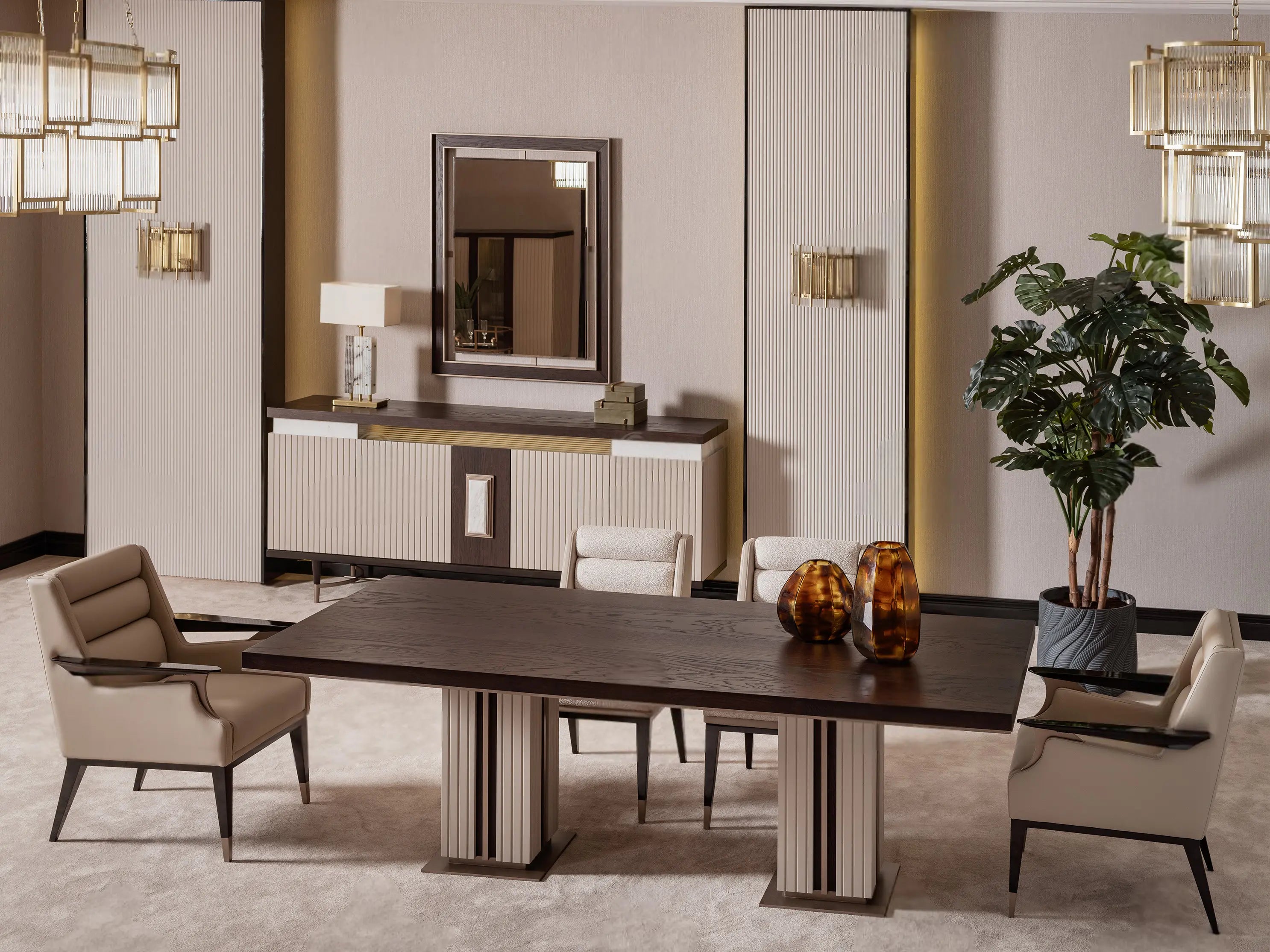 Galante Dining Table viewing from the top point, part of the Galante Dining Set, full view. Luxe Life Furniture. 