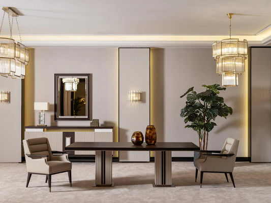 Galante Dining Table, part of the Galante Dining Set, full view. Luxe Life Furniture. Galante Dining Table, part of the Galante Dining Set, full view. Luxe Life Furniture.