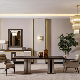 Galante Dining Table, part of the Galante Dining Set, full view. Luxe Life Furniture.