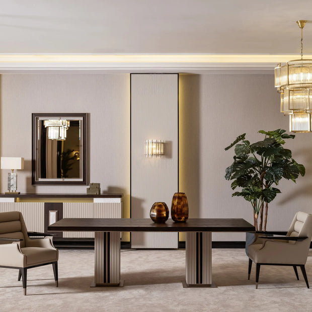 Galante Dining Table, part of the Galante Dining Set, full view. Luxe Life Furniture.
