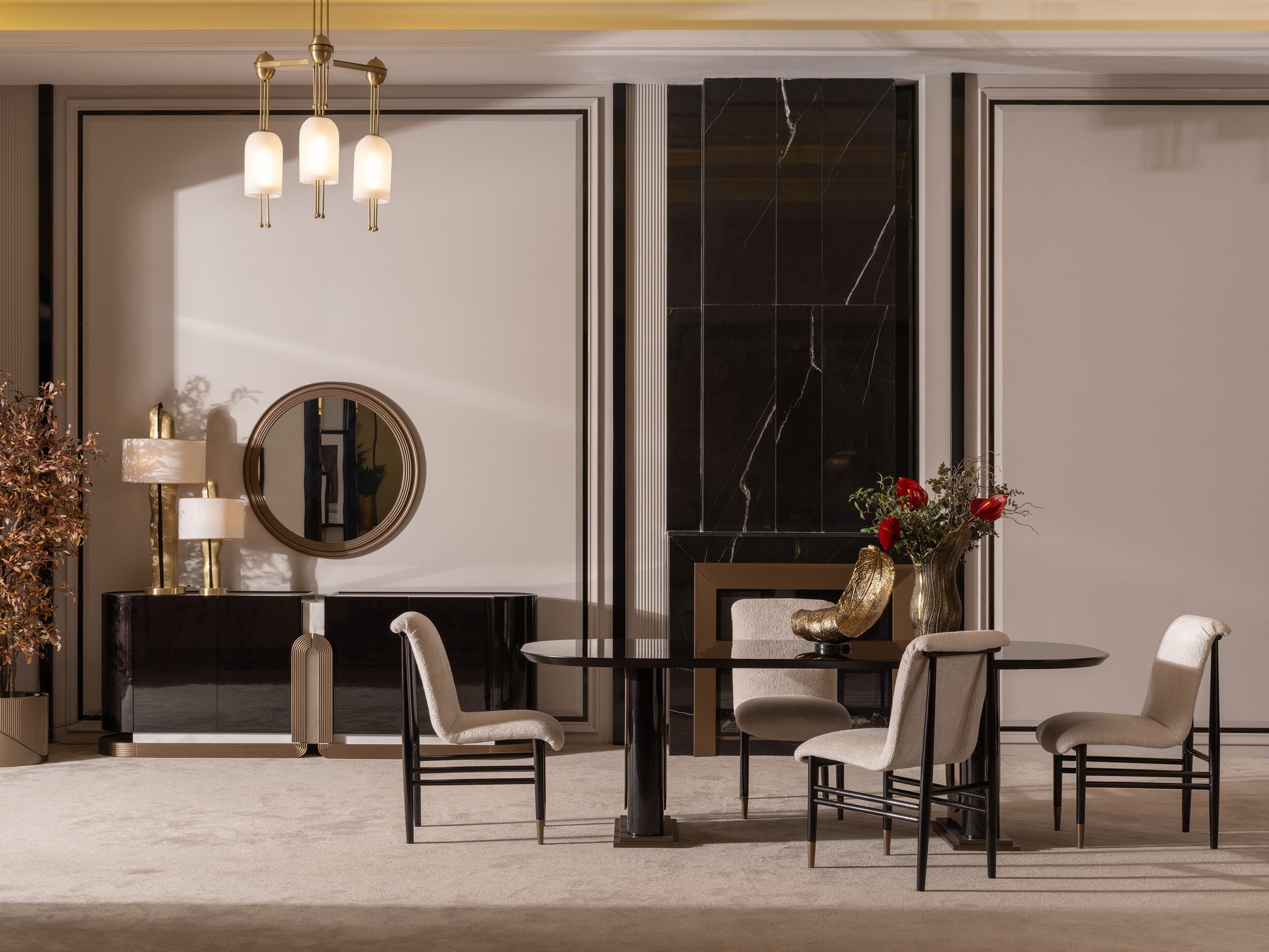 Zenith Dining Set – Modern Luxury Dining Room Furniture with Artistic Accents
