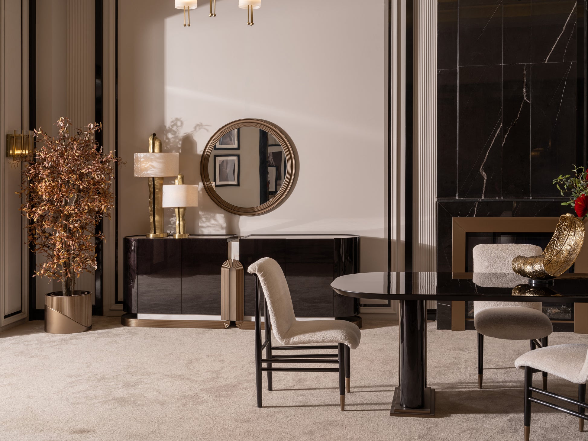 Zenith Dining Set – Modern Luxury Dining Room Furniture with Artistic Accents
