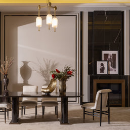 Zenith Dining Set – Modern Luxury Dining Room Furniture with Artistic Accents
