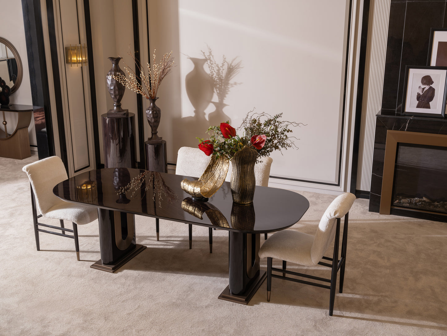 Zenith Dining Set – Modern Luxury Dining Room Furniture with Artistic Accents
