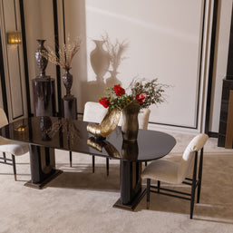 Zenith Dining Set – Modern Luxury Dining Room Furniture with Artistic Accents
