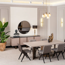 Roma Dining Table Wood Top : Modern luxury for a warm & inviting dining space.