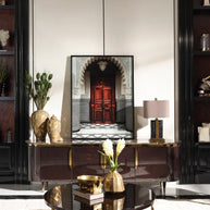 Luxury round coffee table with gold accents
