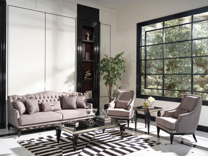 3 Seater Sofa and two Armchairs from the Havana Sitting Room Furniture Set, arranged in a stylish and comfortable living room. Luxe Life Furniture.