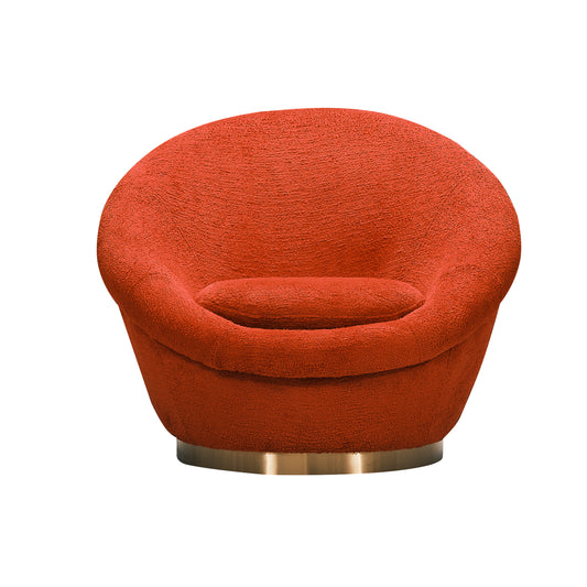 Front view of Laila boucle armchair in burnt orange