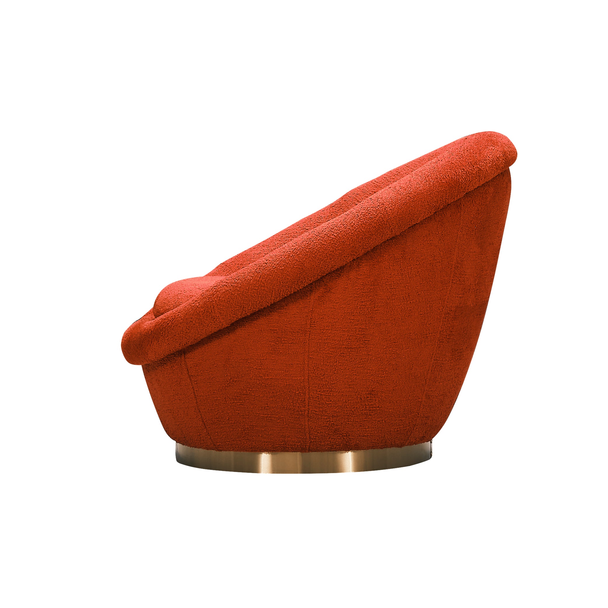Closeup of boucle fabric on Laila chair with side view