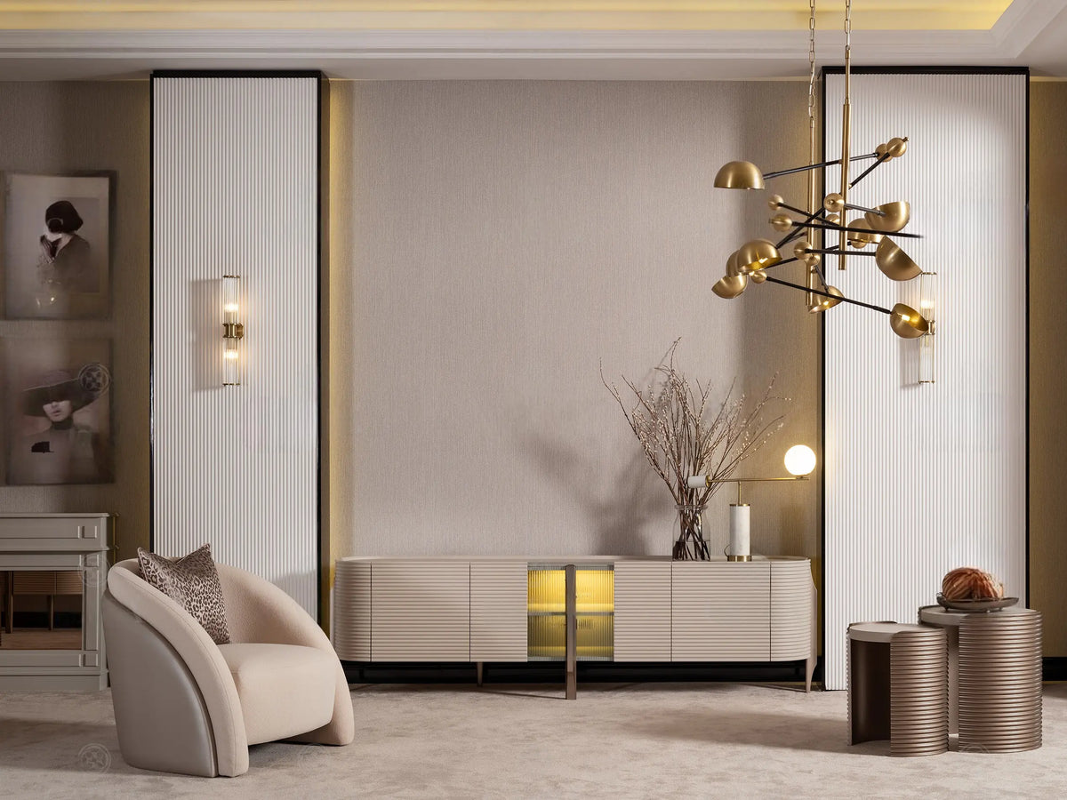 Beige upholstered armchair available in UK