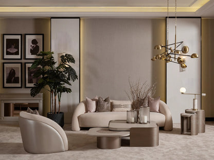 Decor inspiration with Leora beige curved armchair