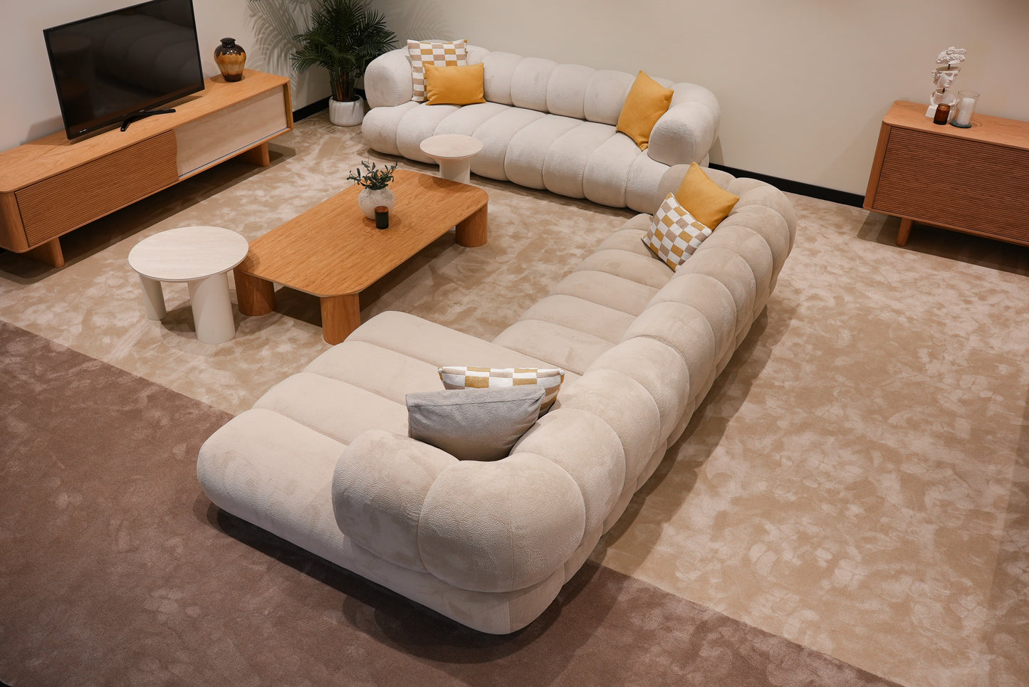 Lia Sofa Set UK arranged in an open-plan luxury living room