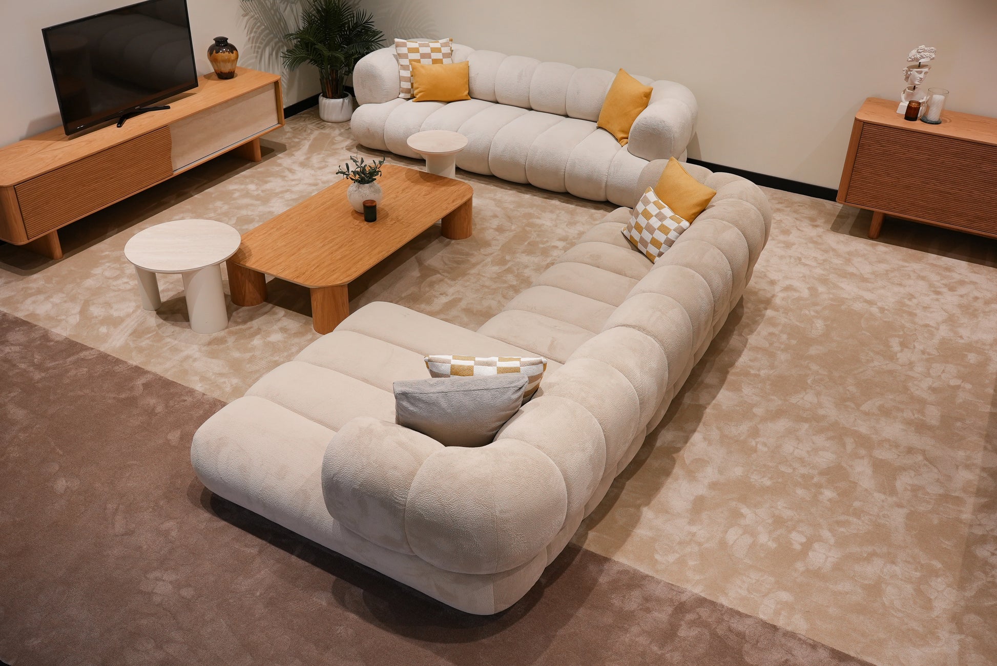Lia Sofa Set UK arranged in an open-plan luxury living room